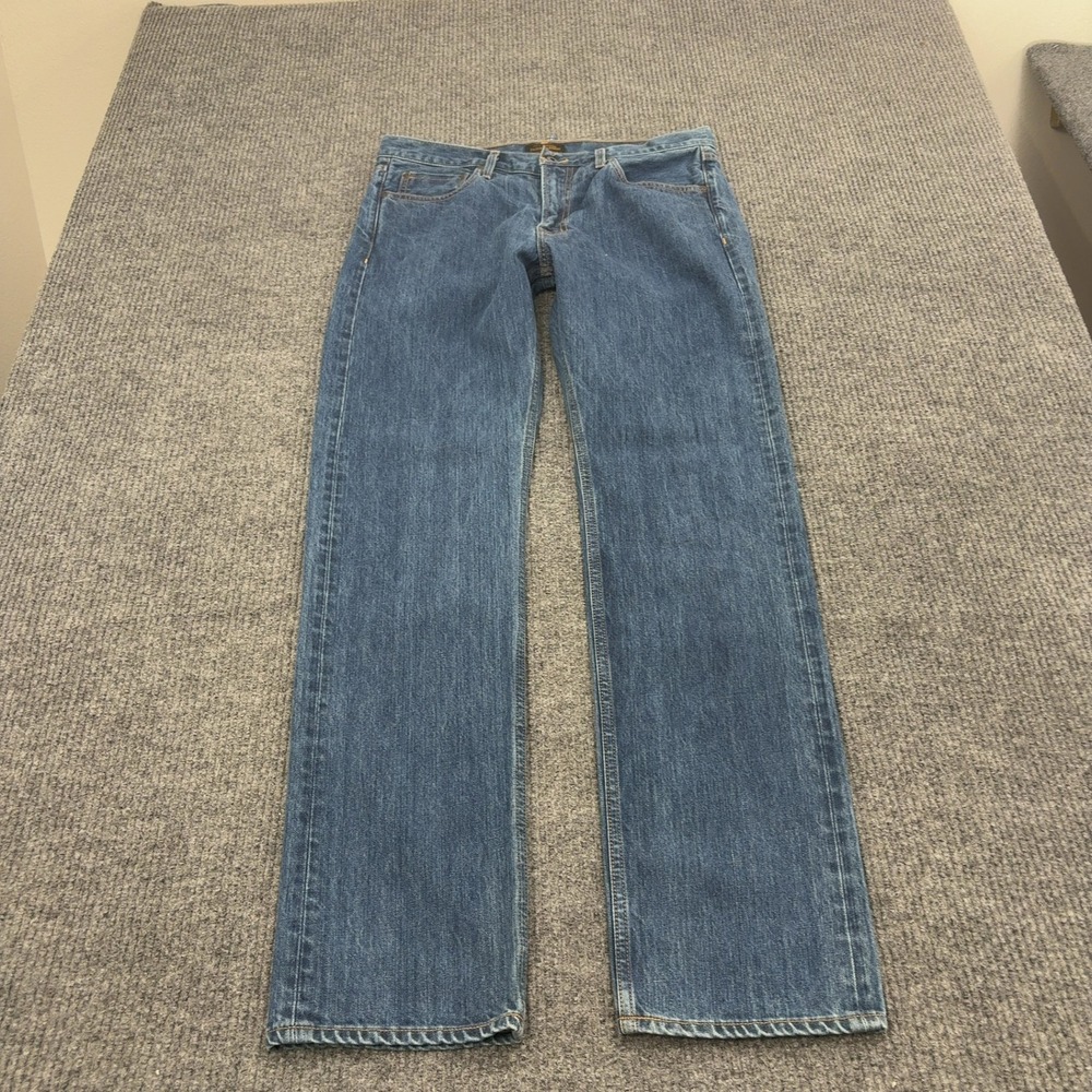 Filson Jeans Mens 33/33 Blue Cotton Straight Leg Made in USA Workwear Rugged